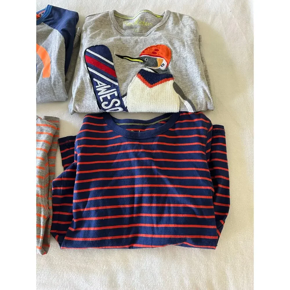 Mini Boden 4pc Lot Shirts Boys 9 10 Stripes Penguin Long Sleeve